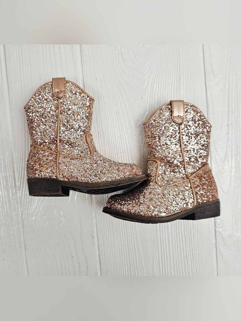 Kelly & Katie Lil Amelia Gold Glitter Cowboy Boots
